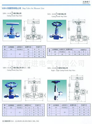 供應(yīng)YZF4測量管路截止閥 江蘇新進(jìn)電氣儀表管閥件產(chǎn)品詳解